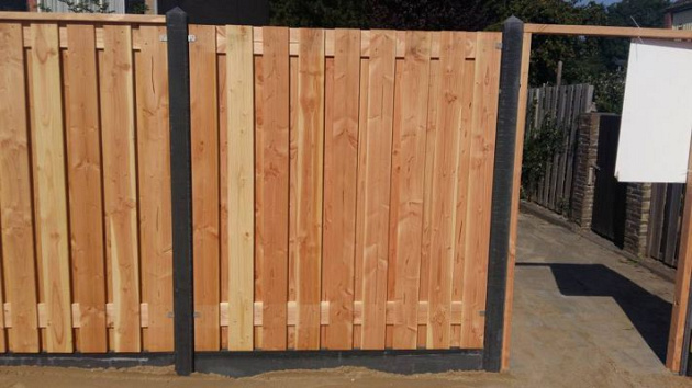 JWOODS Tuinscherm Red Wood 19-planks afbouw links 180/90x180 cm Geschaafd