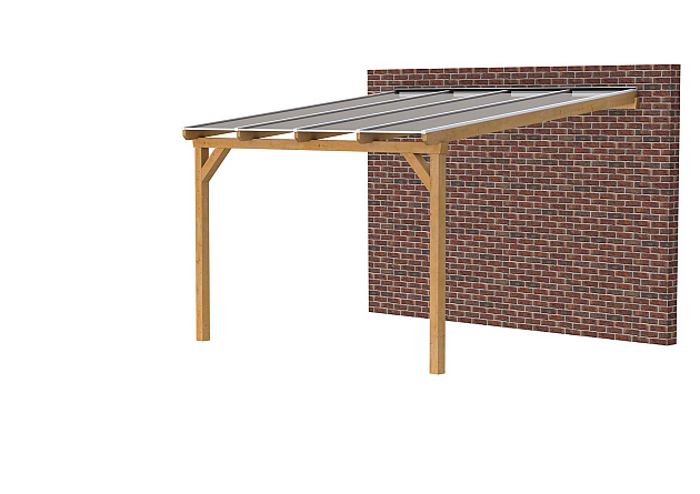 JWOODS Douglas DHZ Veranda polycarbonaat 406x350cm,aanbouw