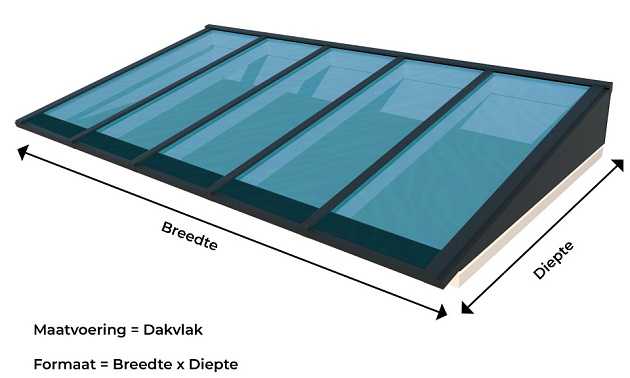 Lessenaar Lichtstraat 158,2(b) x 125(d) cm, enkel glas
