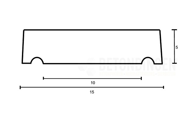 muurafdekb vlak 15x100x5 glad grijs