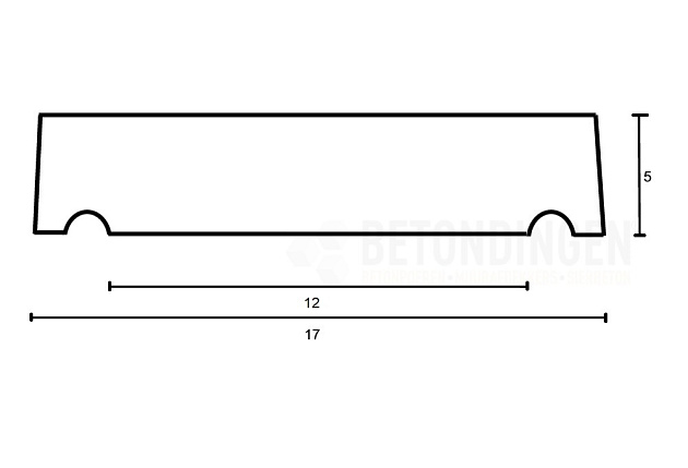 muurafdekb vlak 17x100x5 glad grijs