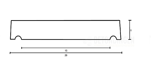 muurafdekb vlak 20x100x5 zwart beton