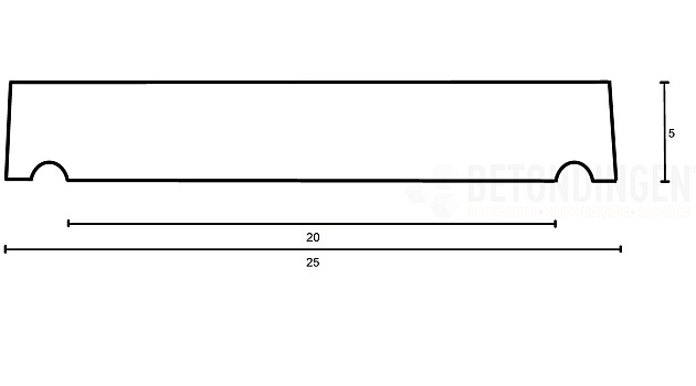 muurafdekb vlak 25x100x5 zwart gecoat