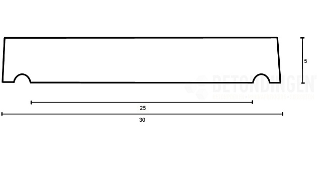 muurafdekb vlak 30x100x5 glad grijs