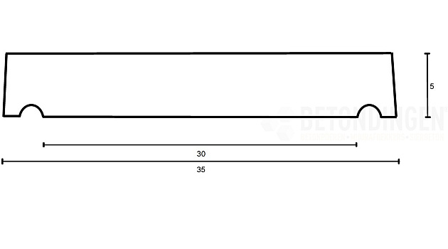 muurafdekb vlak 35x100x5 zwart gecoat