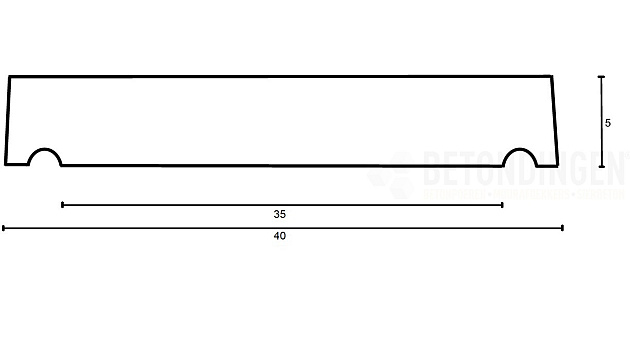 muurafdekb vlak 40x100x5 glad grijs