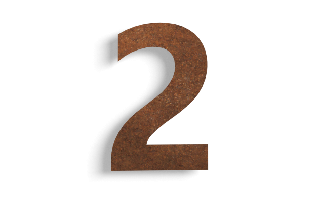 Huisnummer 2 cortenstaal 15 cm