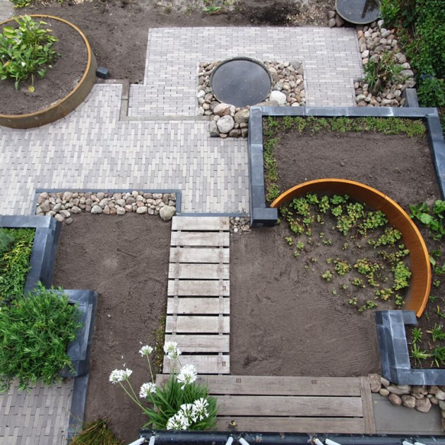 Cortenstaal keerwand buitenbocht 100x100x40 cm