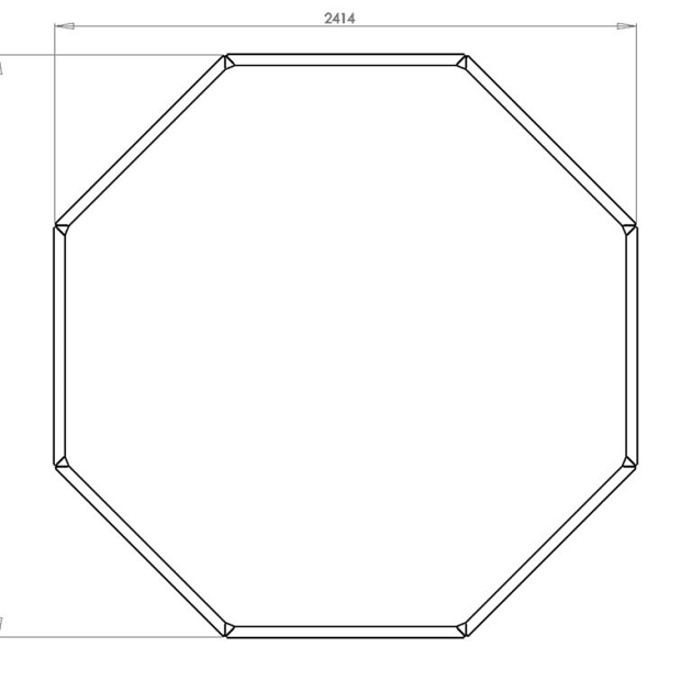 Cortenstaal achthoekige plantenbak Chicago 100, 241,4x241,4x30 cm