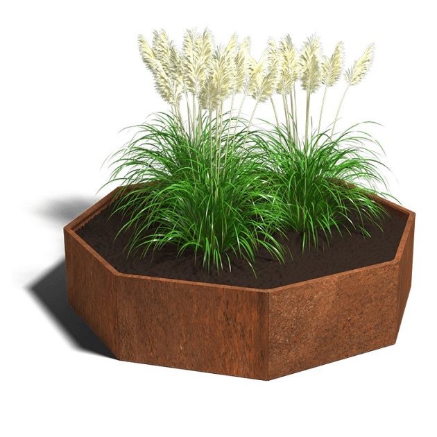 Cortenstaal achthoekige plantenbak Chicago 100, 241,4x241,4x40 cm