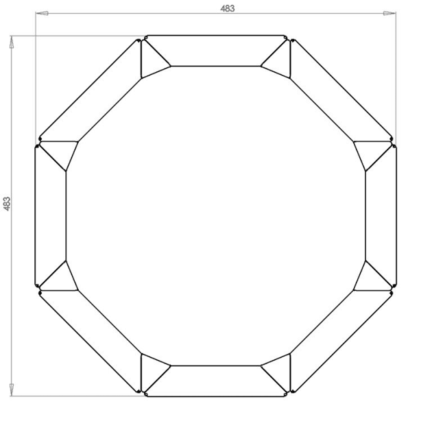 Cortenstaal achthoekige plantenbak Chicago 20, 48,3x48,3x100 met bodemplaat + (16) voeten