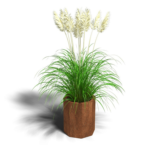 Cortenstaal achthoekige plantenbak Chicago 20, 48,3x48,3x30 cm met bodemplaat + (16) voeten