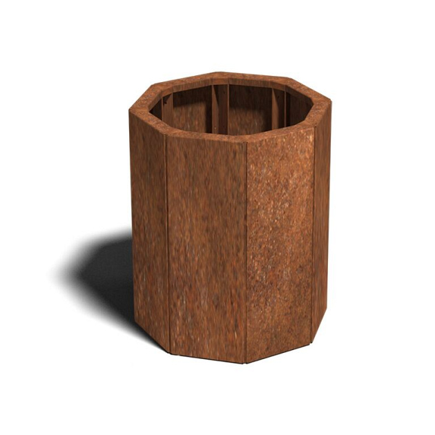 Cortenstaal achthoekige plantenbak Chicago 20, 48,3x48,3x60 cm met bodemplaat + (16) voeten