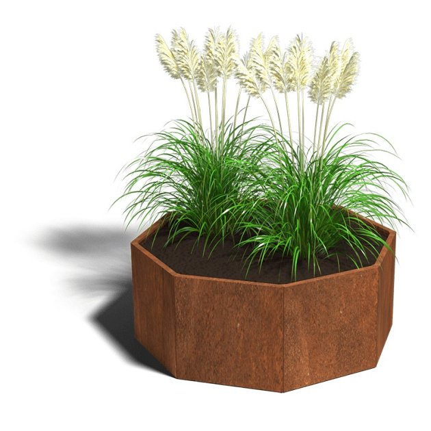 Cortenstaal achthoekige plantenbak Chicago 70, 168,6x168,6x70 cm