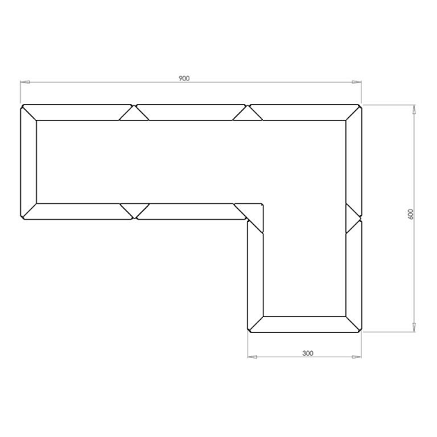 Cortenstaal L-vormige plantenbak Kansas 30, 90x60x60 met bodemplaat