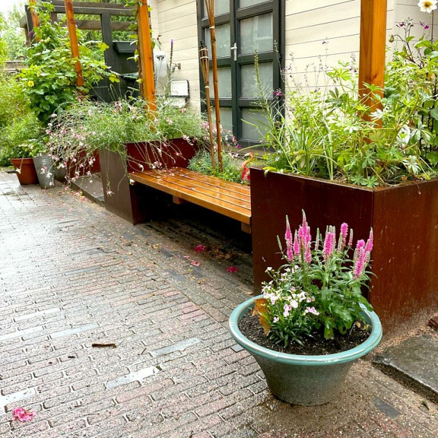 Cortenstaal vierkante plantenbak Miami 70x70x70 cm geen bodemplaat