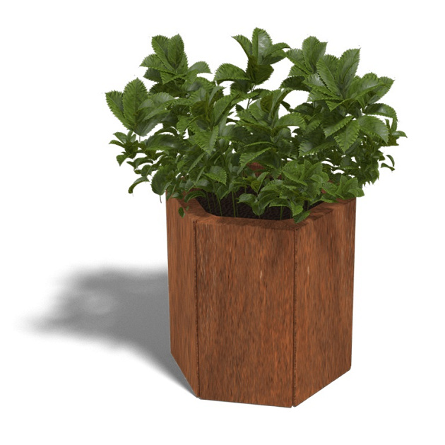 Cortenstaal zeshoekige plantenbak Denver 20, 39,3x34,6x80 cm geen bodemplaat