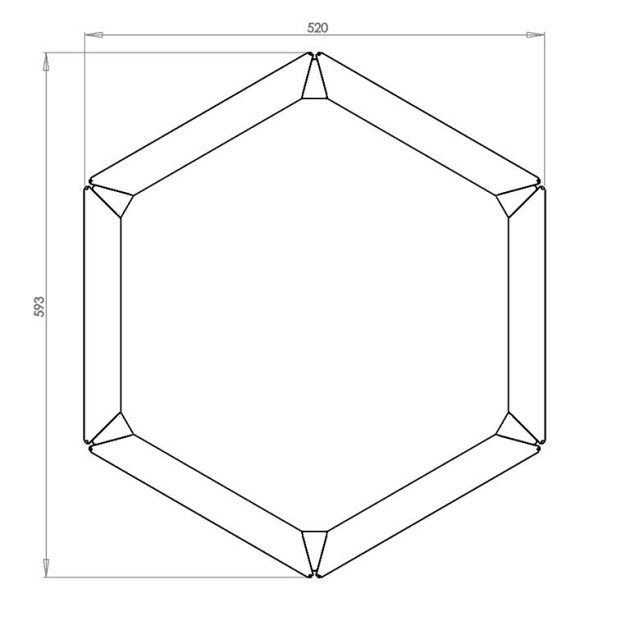 Cortenstaal zeshoekige plantenbak Denver 30, 59,3x52x40 cm geen bodemplaat