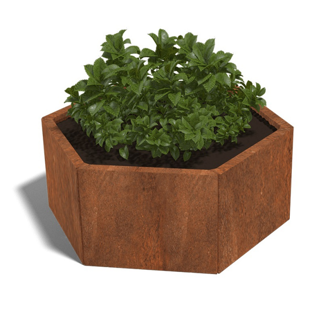 Cortenstaal zeshoekige plantenbak Denver 50, 99,3x86,6x50 cm