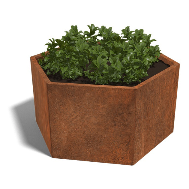 Cortenstaal zeshoekige plantenbak Denver 70, 139,3x121,70 cm