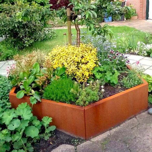 Cortenstaal zeshoekige plantenbak Denver 80, 159,3x138,6x80 cm