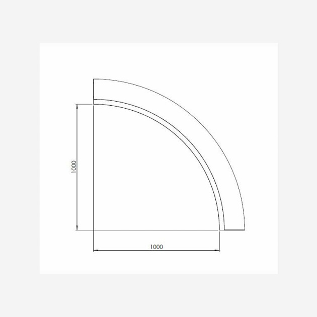 Gepoedercoat staal keerwand binnenbocht 100x100x30 cm wit