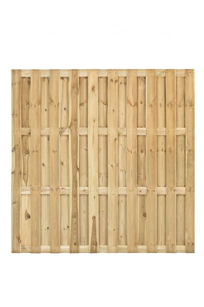 Tuinscherm Ermelo fijnbezaagd groen geïmpregneerd grenen 23-planks, 180x180 cm