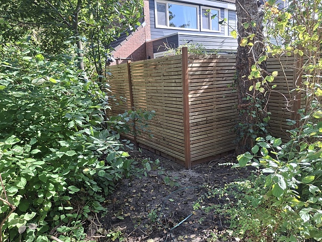 Tuinscherm Oostende geschaafd groen geïmpregneerd vuren 63-planks, 180x180 cm