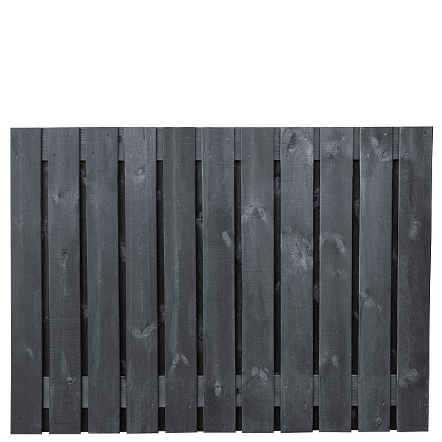 Tuinscherm Stuttgart, zwart gespoten vuren, RVS-geschroefd, 21-planks (19+2) 180 x 130 cm