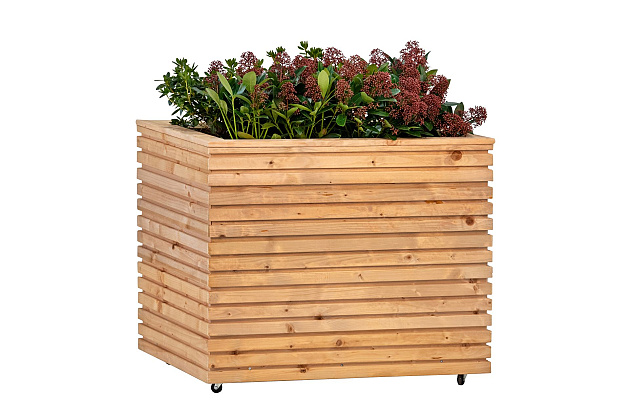 Bloembak Krefeld 60x80x60 cm op wieltjes, geïmpregneerd, geschaafd red class hout