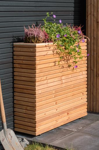 Bloembak Krefeld 90x30x102 cm op wieltjes, geïmpregneerd, geschaafd red class hout