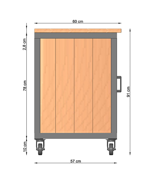 Buitenkeuken Acero 190x57x88 (bxdxh) onbehandeld, geschaafd douglas