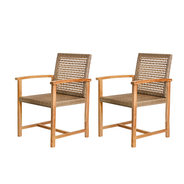 Tuinstoel Blitar (set van twee stuks) onbehandeld teak 58x55x90 cm