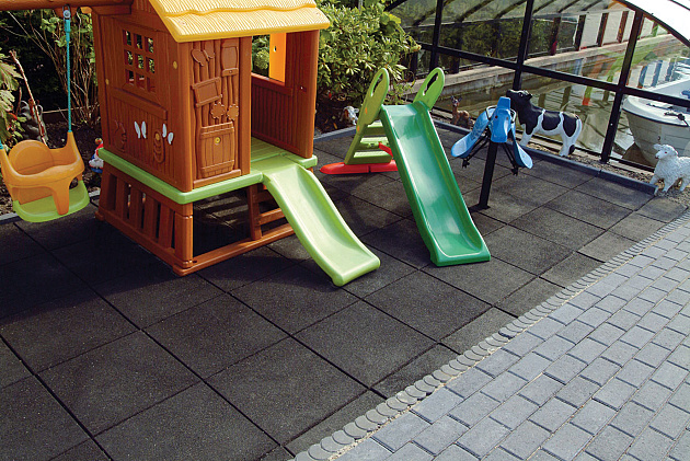 Rubber Tegel 50x50x2,5 cm Zwart