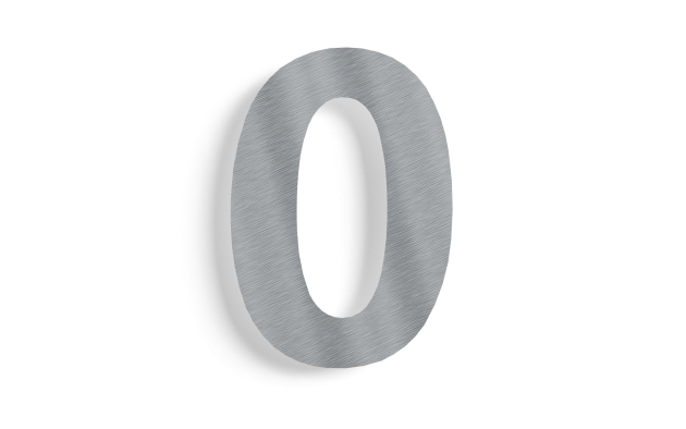 Huisnummer 0 roestvrij staal 80 cm
