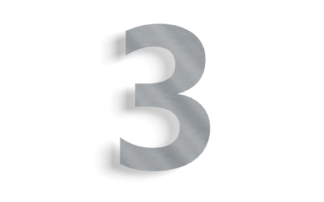 Huisnummer 3 roestvrij staal 30 cm