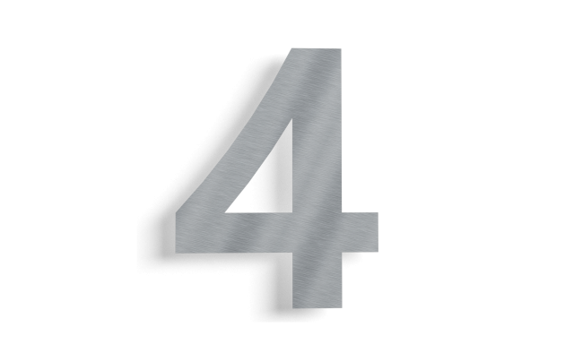 Huisnummer 4 roestvrij staal 30 cm