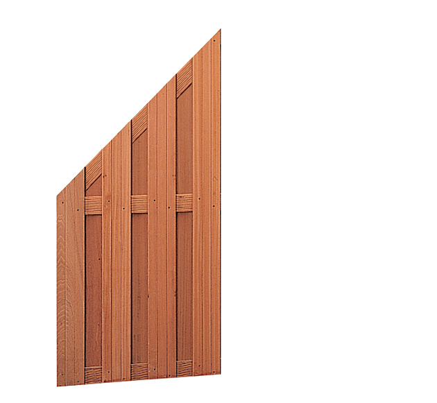 Hardhouten Afbouwscherm Punt Rechts Verticaal 90x180 cm