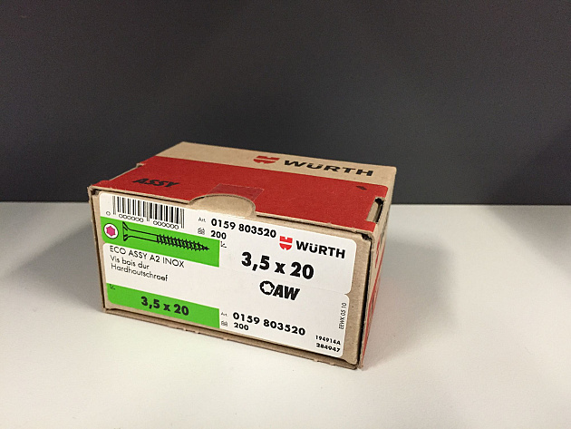 Wurth schroef eco assy RVS a2 hardhout 3,5x20/16