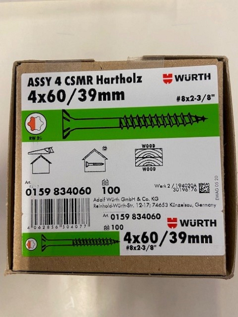 Wurth schroef eco assy RVS a2 hardhout 4x60/39