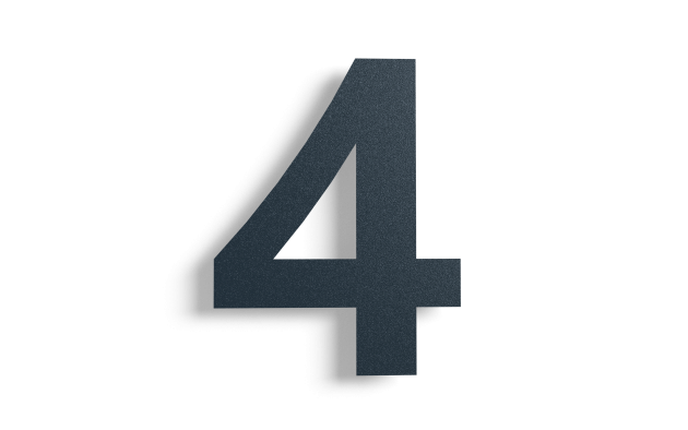 (Plak)huisnummer 4 zwart roestvrij staal 15 cm