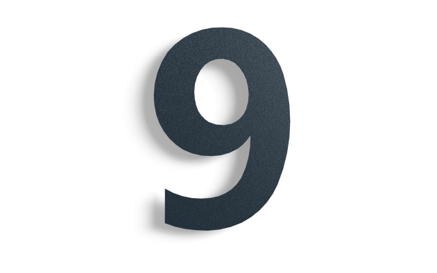 (Plak)huisnummer 9 zwart roestvrij staal 15 cm