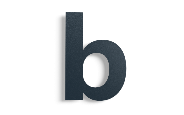 (Plak)huisnummer b zwart roestvrij staal 15 cm