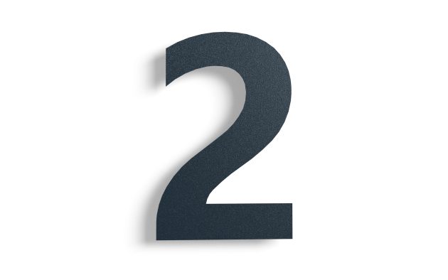 Huisnummer 2 zwart roestvrij staal 30 cm