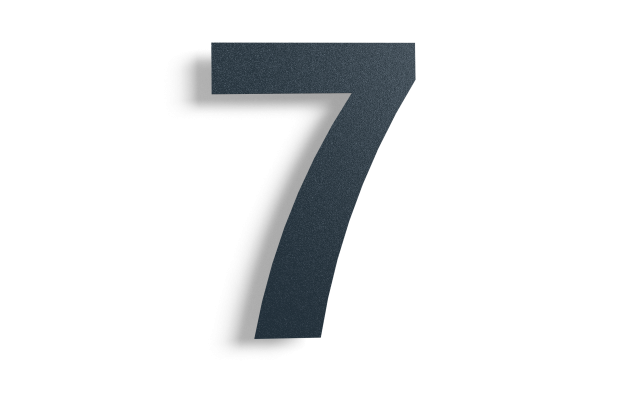 Huisnummer 7 zwart roestvrij staal 80 cm