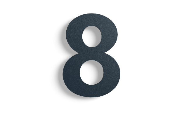 Huisnummer 8 zwart roestvrij staal 80 cm