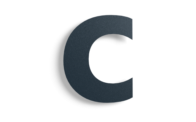 Huisnummer c zwart roestvrij staal 50 cm