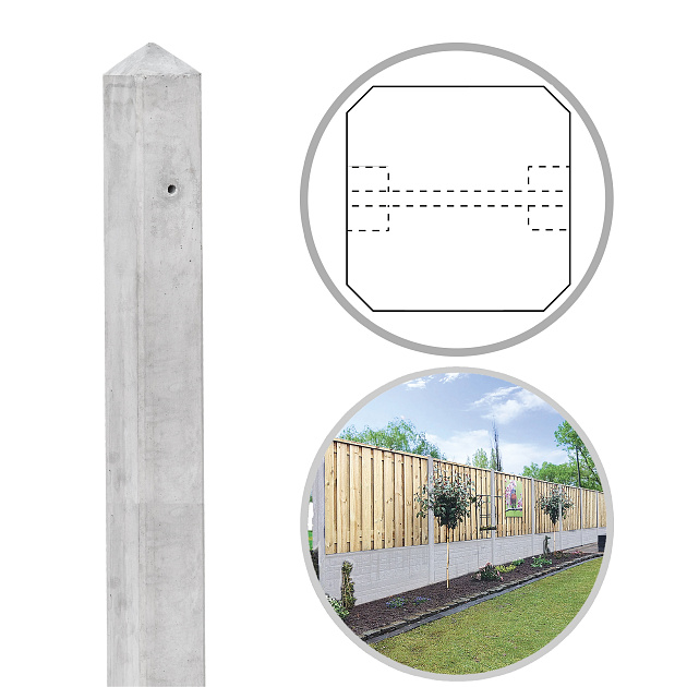 Beton RM Tussenpaal 10x10x280 cm, Grijs tbv Scherm 150