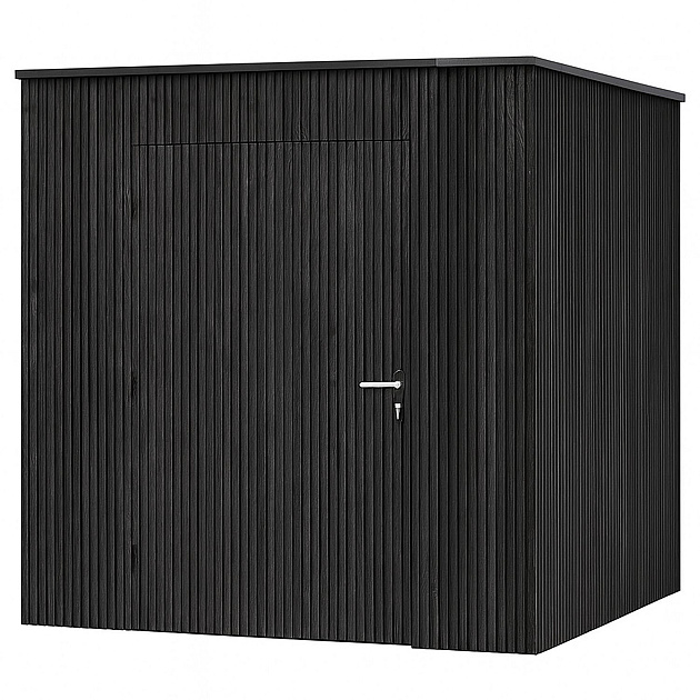 JWOODS Berging 196x196 cm, Geschaafd met verticaal triple rabat zwart