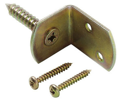 L-beslag Geel Verzinkt  zakje met 4 L-steunen inclusief schroeven